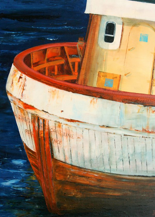 Newlyn Fishing Trawler. Original oil painting by Jan Rogers.