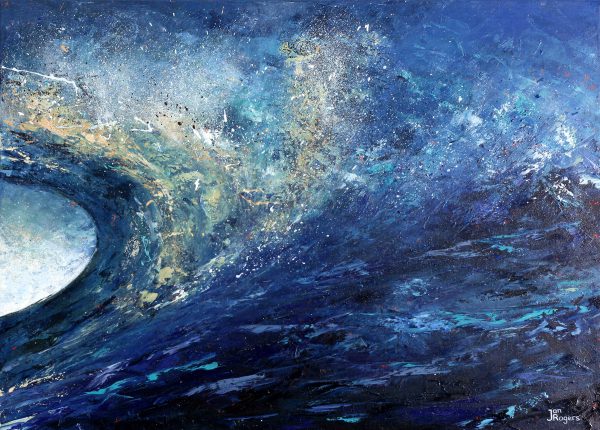 Surfing Wave. Original oil painting by Jan Rogers.